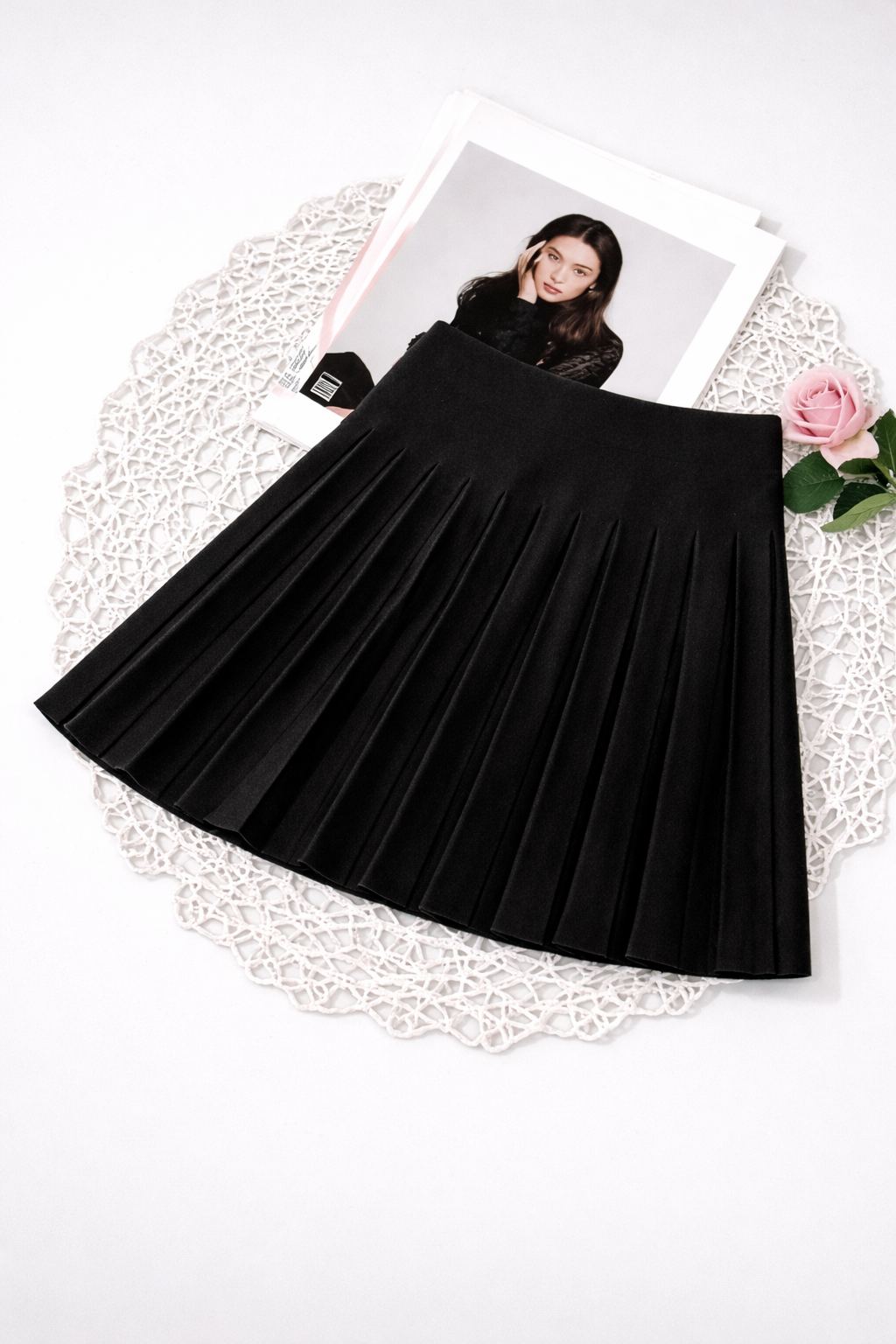 Women’s Pleated Knit A-Line Skirt – Elastic Waist Autumn/Winter Collegiate Style - UltraChic