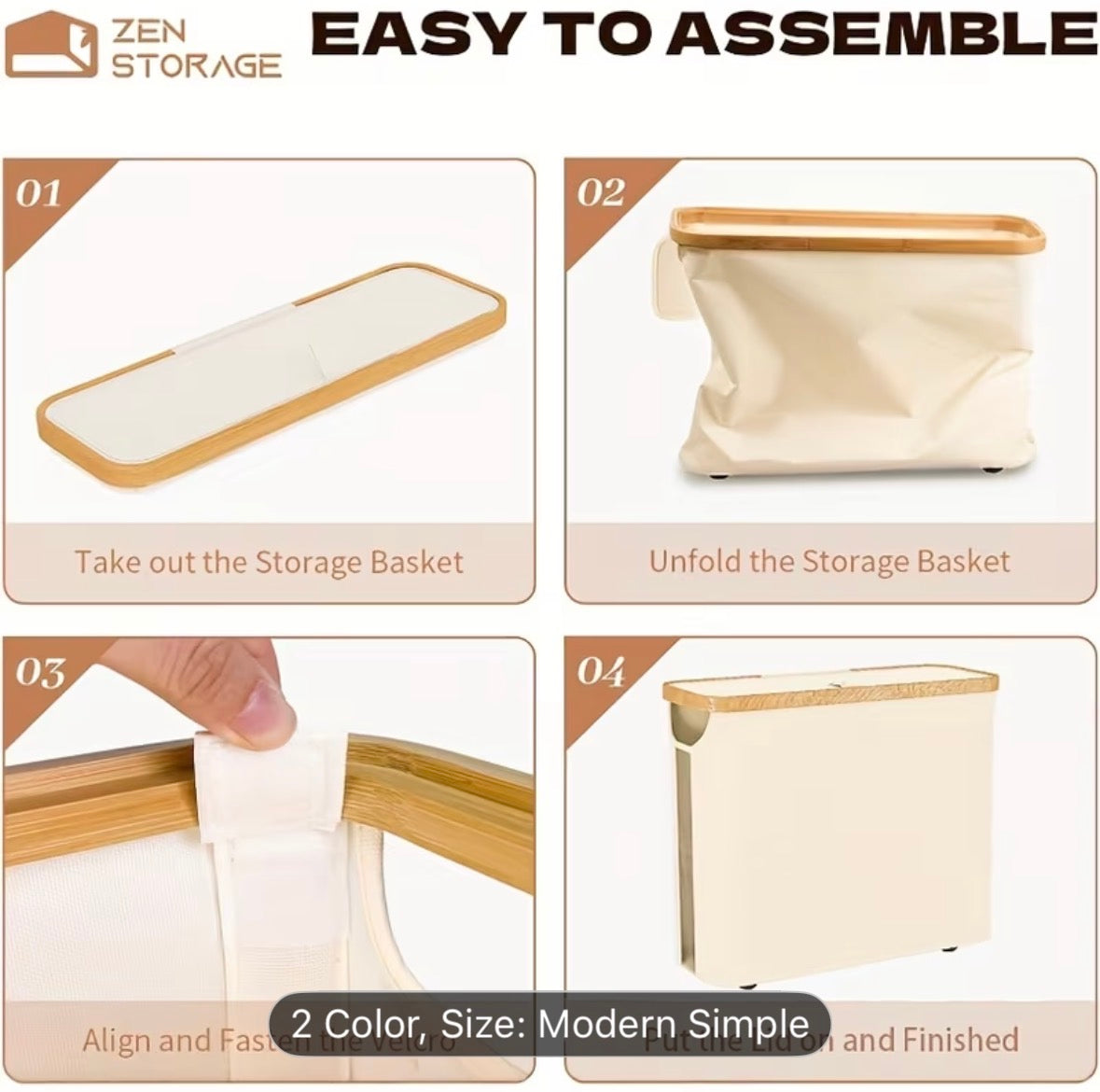 Large Capacity Toilet Paper Holder with Lid – Foldable Space-Saving Wood Frame with Gray Fabric, Modern Bathroom Storage Container, No Installation Needed