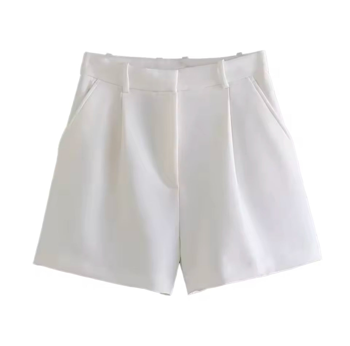 High Waist Bermuda Shorts for Women – Vintage Style with Side Pockets & Zipper Fly – Trendy Summer Fashion