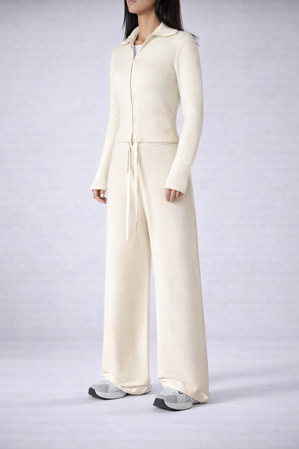 Women’s Zip-Up Knit Lounge Set Cozy Apricot Cardigan And Pants Fall Winter - UltraChic