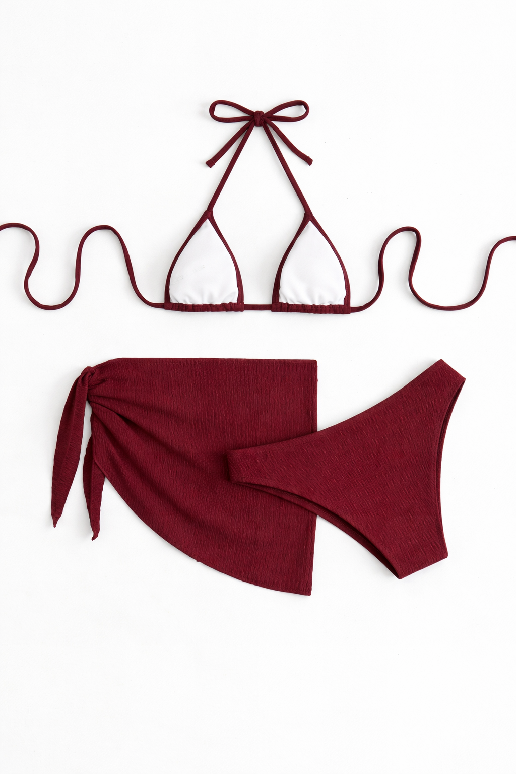 JUST DROPPED Solid Halter Bikini 3PCS Set – Tie Bikini + Mini Skirt Summer Beachwear for Women - UltraChic