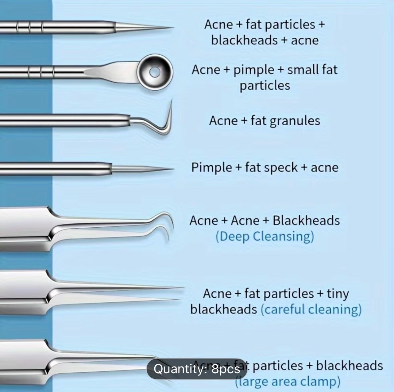 Professional Blackhead Remover Tool Kit 8 Pieces Stainless Steel Acne Extractor Set Deep Pore Cleaning Skincare for Men and Women 💖 - UltraChic