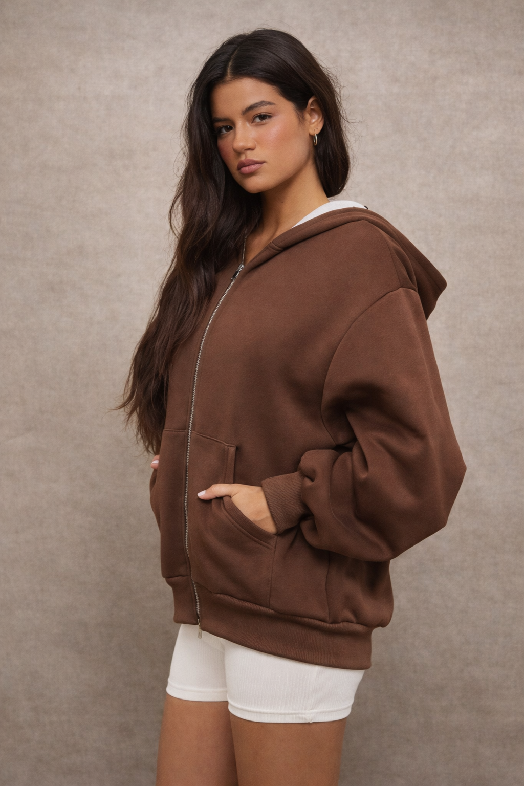 Women’s Zip-Up Hoodie – Polka Dot Lined Hood Fall Winter Casualwear - UltraChic