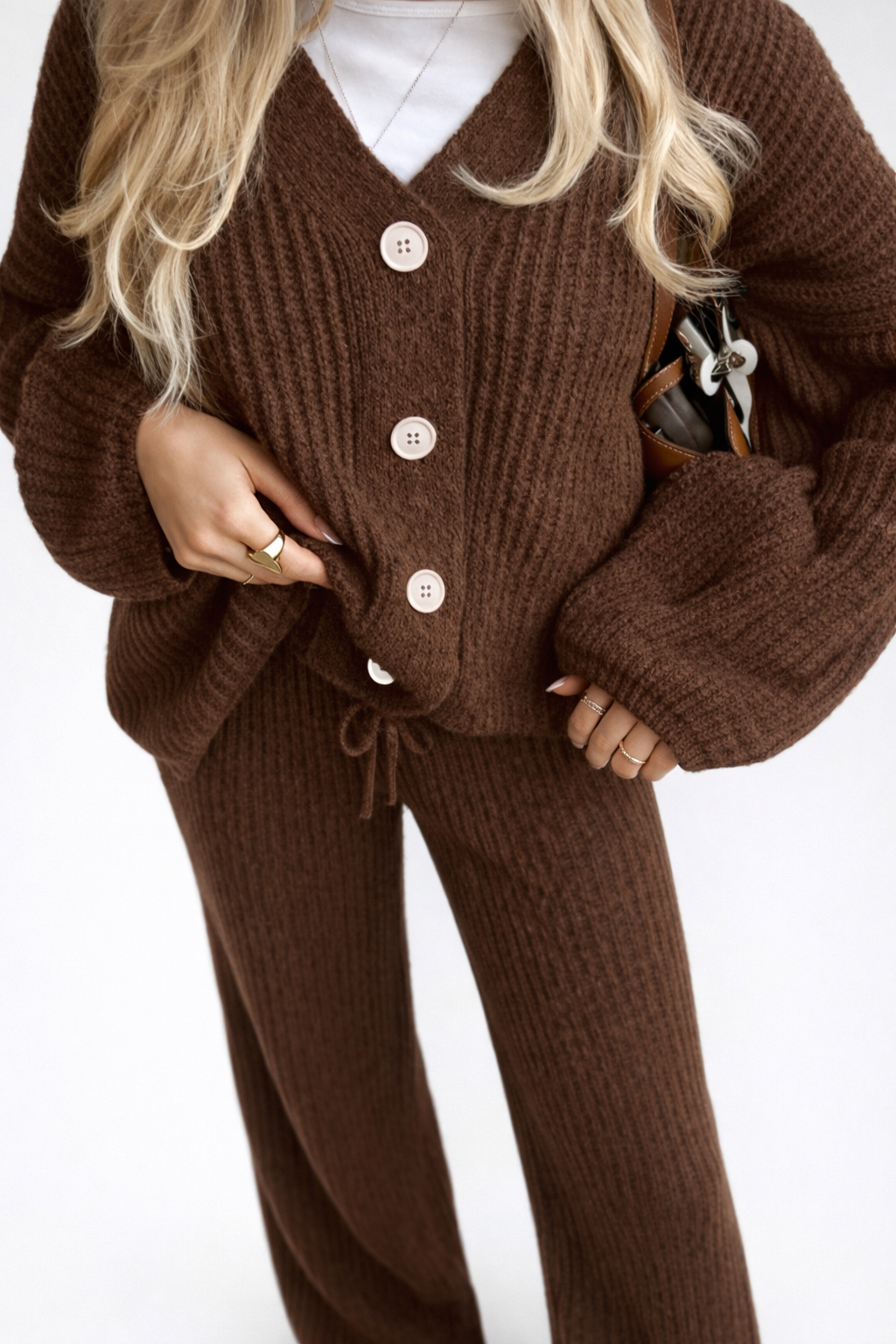 Women’s Knit Cardigan & Flare Pants Set – Cozy Autumn Casual Two-Piece Outfit - UltraChic