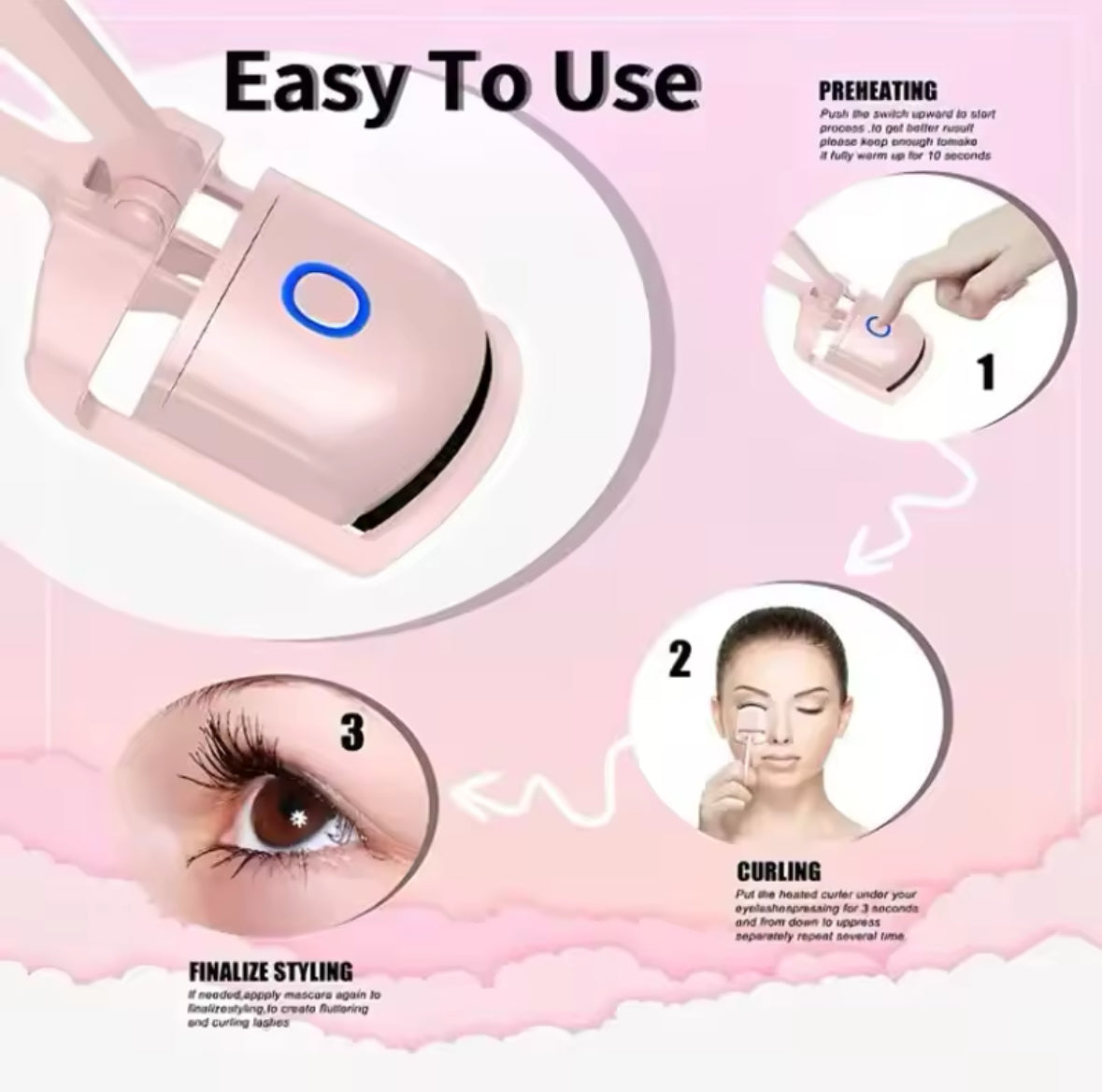 Electric Eyelash Curler – USB Charging, Fast Heating, Portable Thermal Lash Perm and Lasting Curling Clip - UltraChic