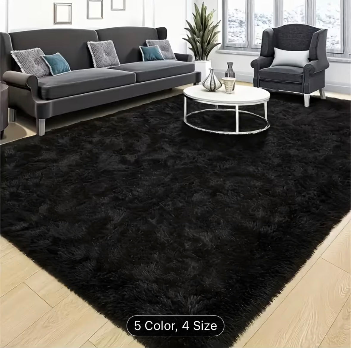 Plush Rectangular Area Mat – Soft Fluffy Non-Slip Rug for Living Room, Bedroom & Office – Easy-Clean Polyester Home Decor