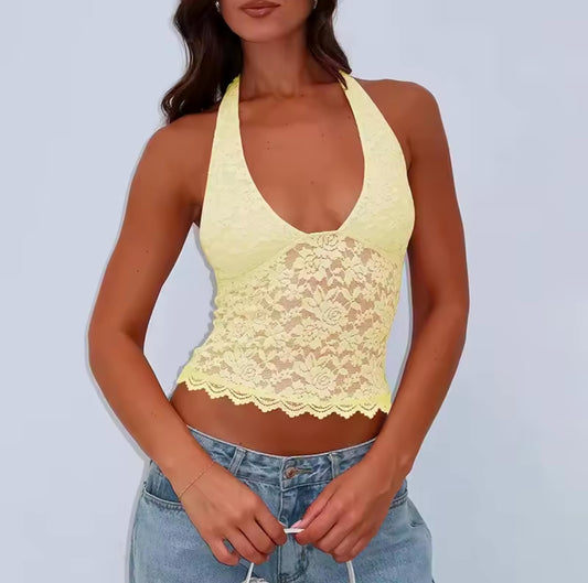 Jouncy Women’s Sheer Lace Blouse – Elegant Solid Color Top for a Chic Everyday Look
