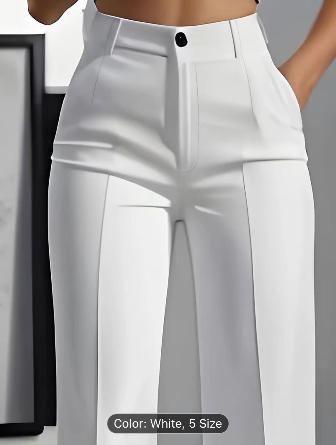 Elegant Women’s White Straight-Leg Pants | Minimalist Office & Casual Work Trousers - UltraChic