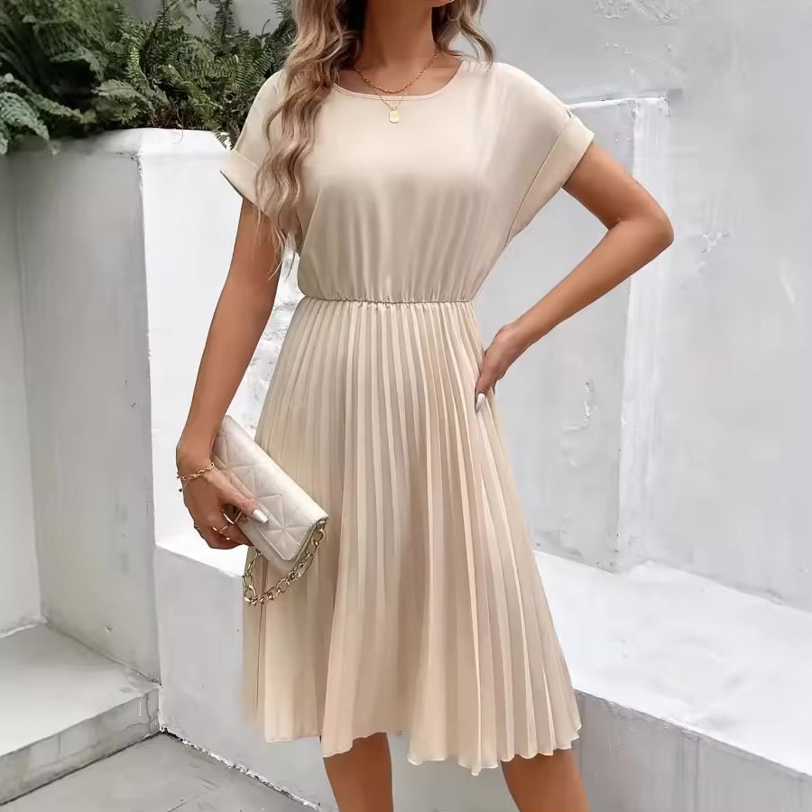 Clasi Elegance: Solid Pleated A-Line Maxi That Moves with You