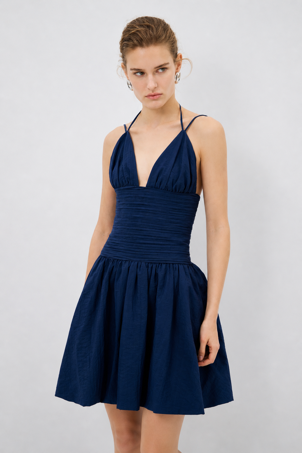 Cocktail Mini Dress Deep V Halter Fit Waist Enhancing Elegant Night Look Summer Women - UltraChic