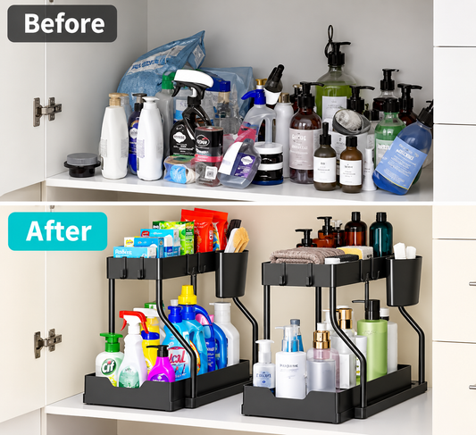 Under Sink Organizer – 2-Tier Pull-Out Storage Rack