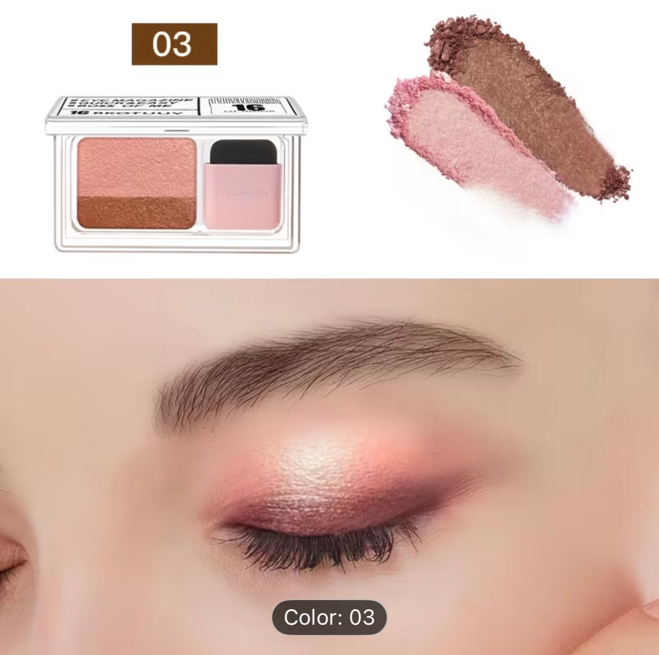 Womens Shimmery Dual Tone Eyeshadow Palette Long Lasting Waterproof Easy Blend Makeup for Party Glam Look 💖