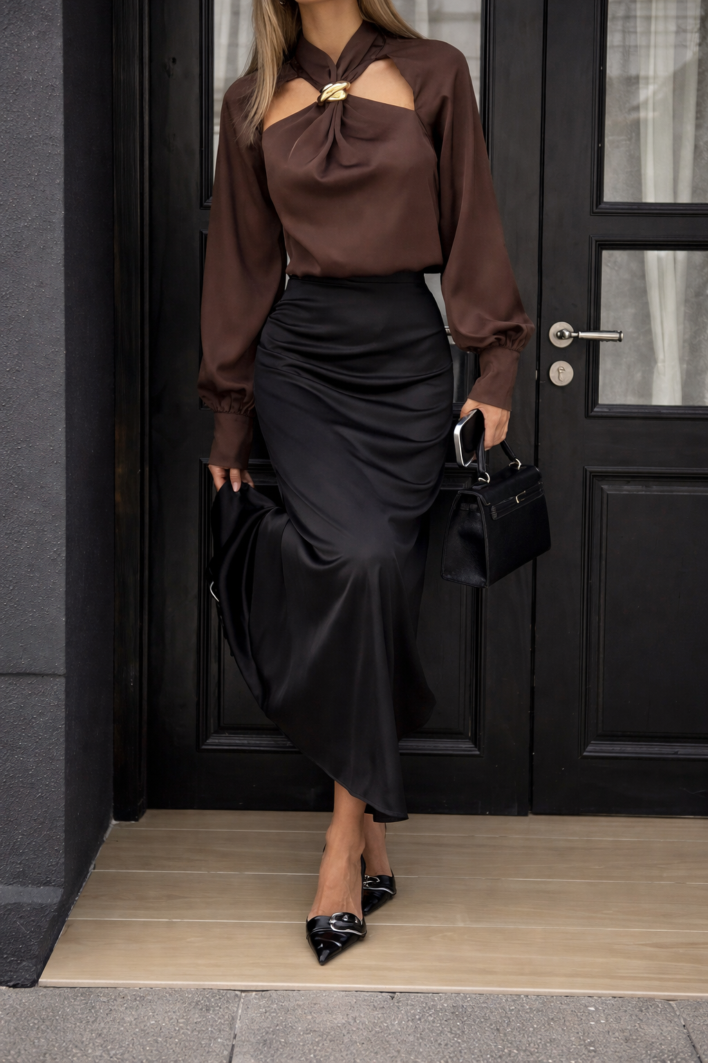 Women’s Satin Button-Up Shirt – Elegant Spring Office & Evening Blouse - UltraChic