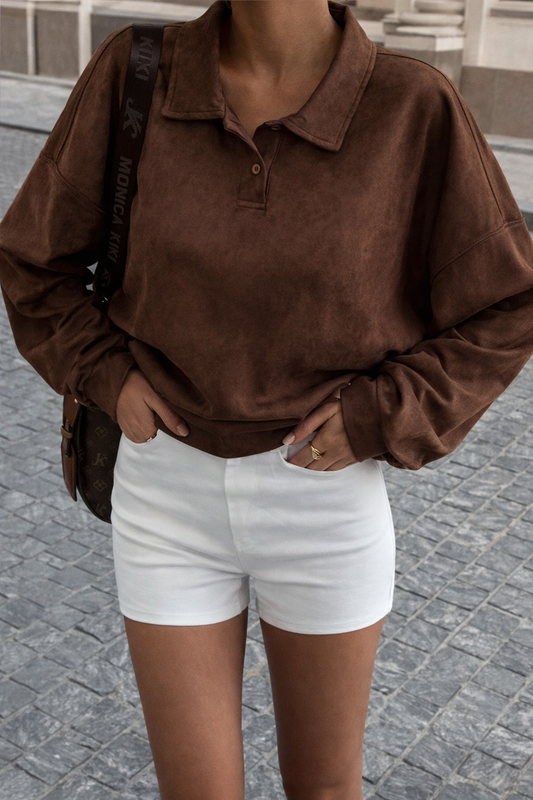 Women’s Loose Brown Sweatshirt – Cozy Autumn Winter Casual Essential