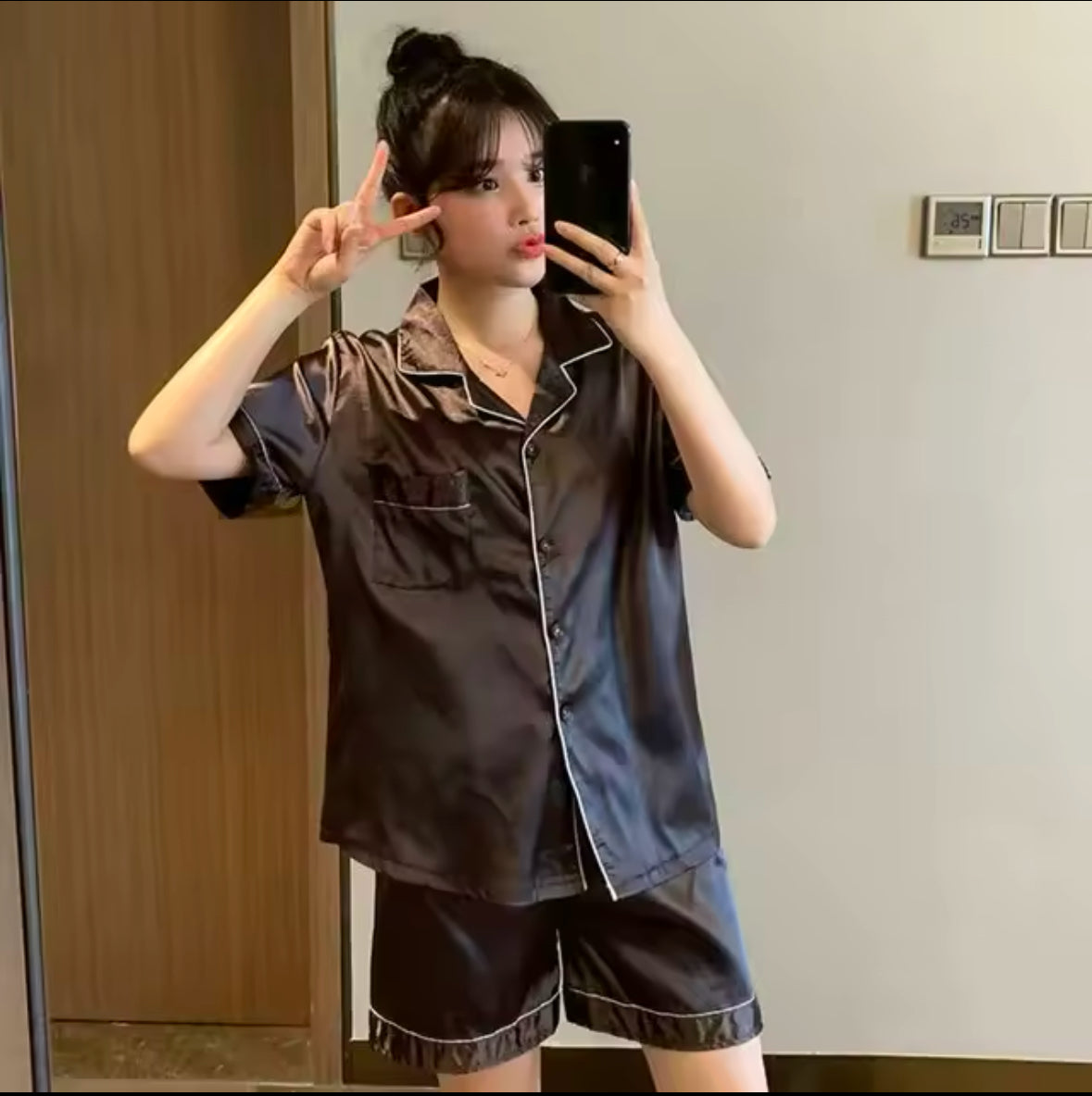 Silk Satin Pajamas Set for Couples – Comfortable Short-Sleeved Sleepwear for Men & Women, Plus Size Loungewear