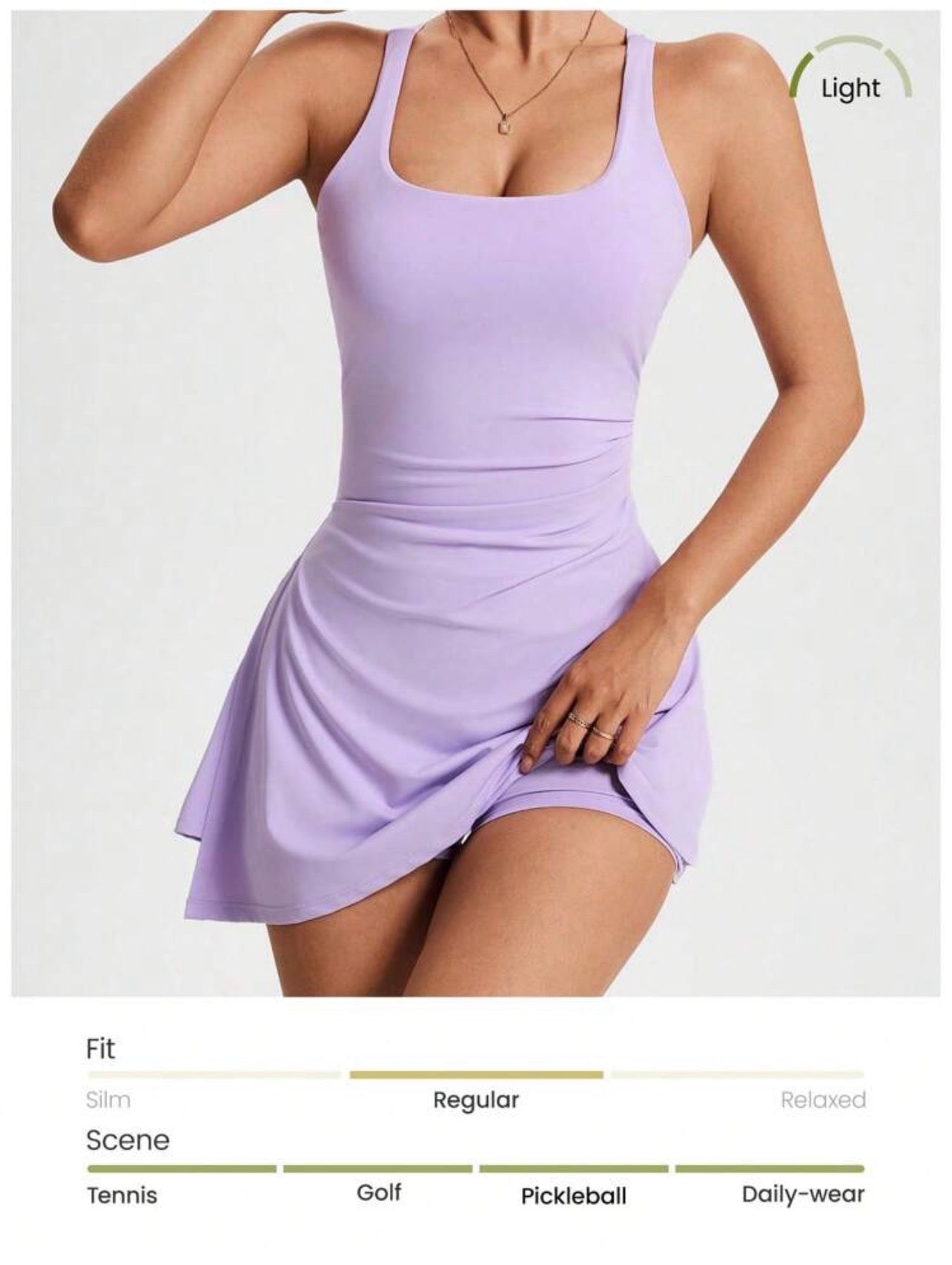 Women’s Pleated Tennis Dress – Square Neck Sleeveless Summer Athletic Casual Sport Dress