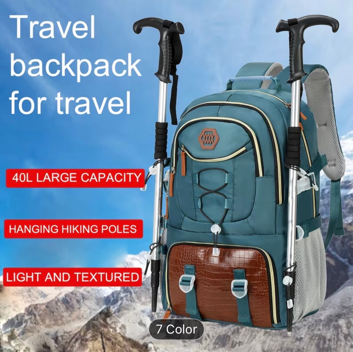 40L Large Travel Backpack for Men – Heavy Duty Hiking Backpack with Laptop Compartment & Shoe Storage - UltraChic