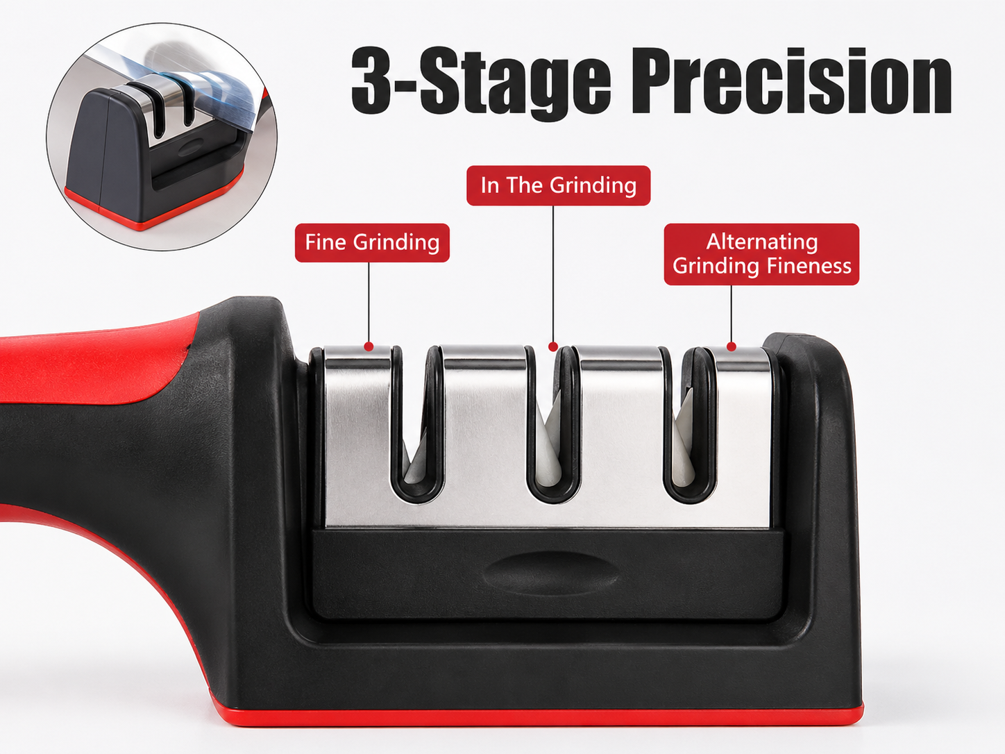 Knife Sharpener 3 Stage Precision System Effortless Sharp Performance All Season Kitchen Essential - UltraChic