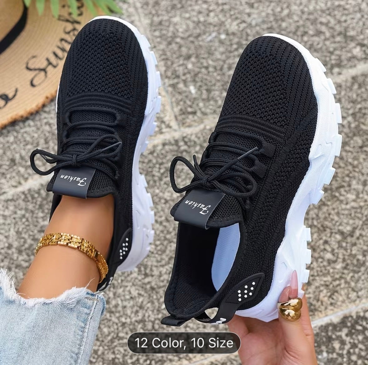 Women’s Breathable Knit Sneakers – Lightweight, Comfortable Low-Top Walking & Running Shoes - UltraChic