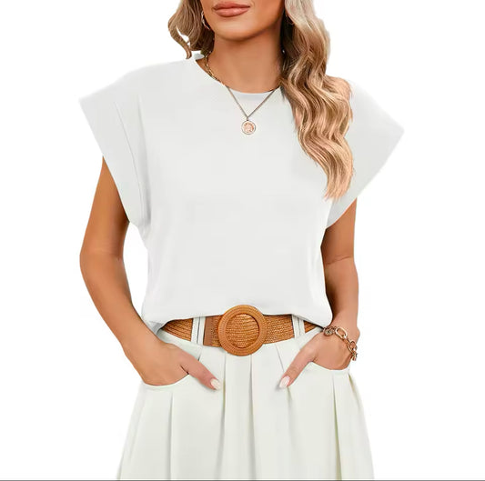 Luneh Batwing Sleeve Tee – Comfy Chic Round Neck Top for Everyday Style