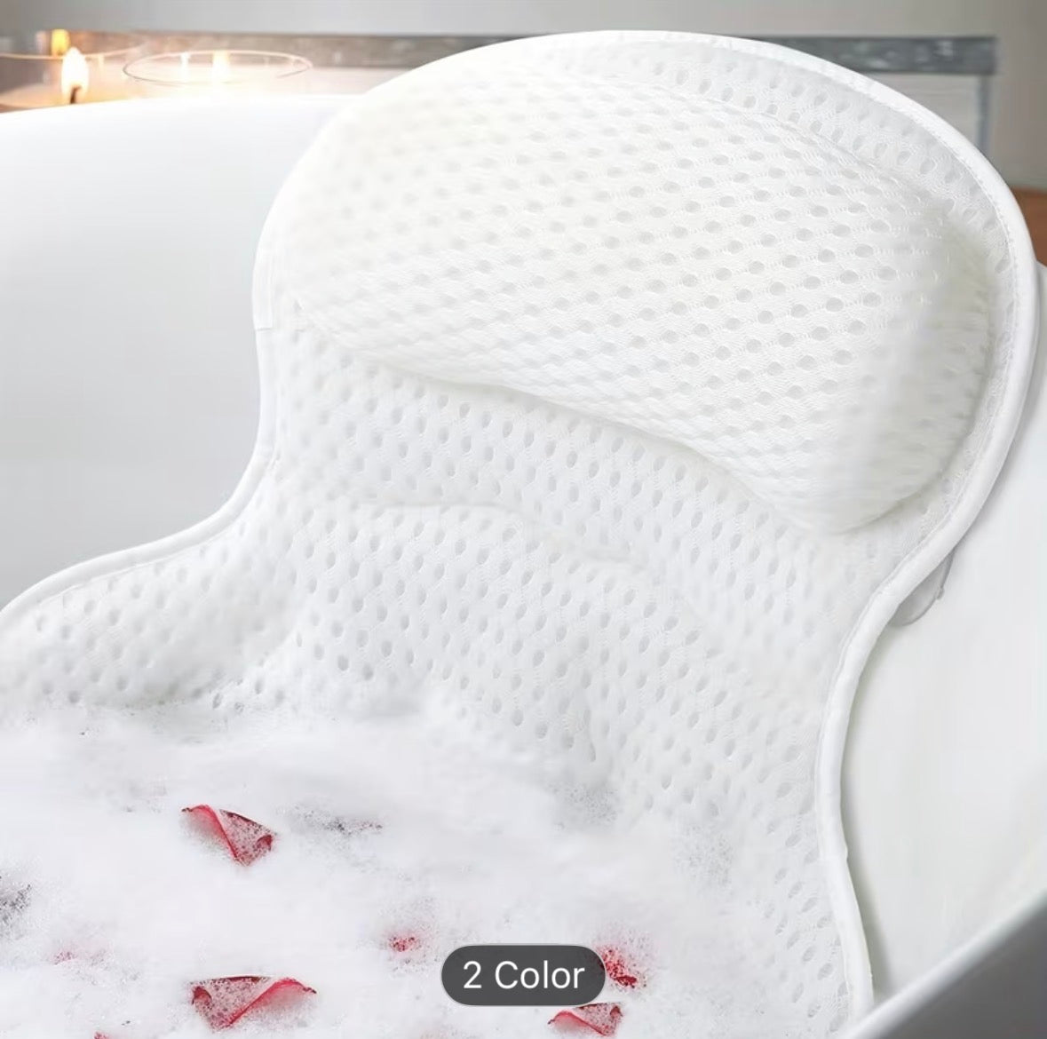 Bathtub Pillow – Luxurious Neck & Back Support with 4D Mesh & Non-Slip Suction Cups