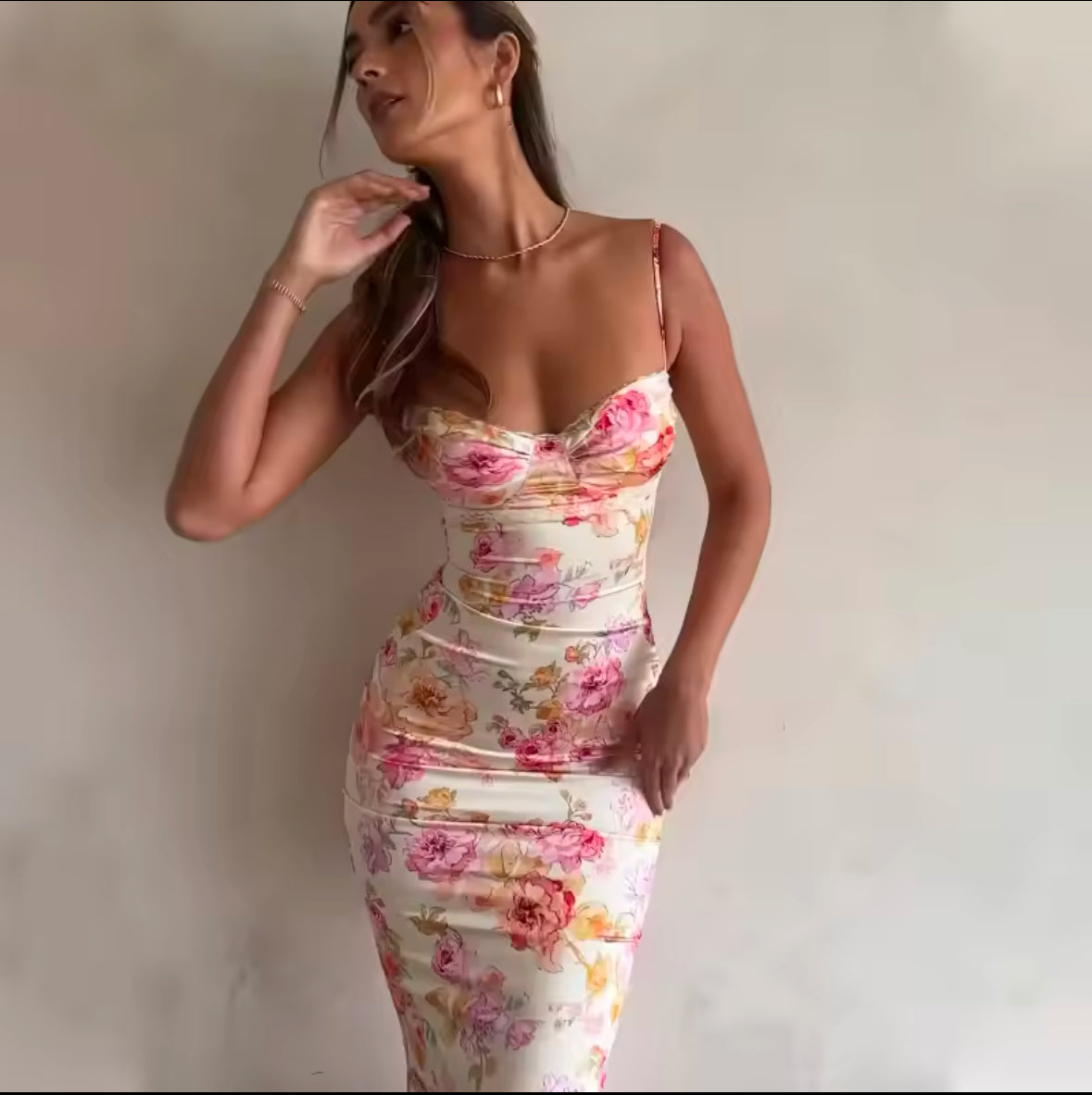 New Floral Sleeveless Mini Dress for Women – Spaghetti Strap, Slim Fit, Split Party Beach Style for Summer 2025