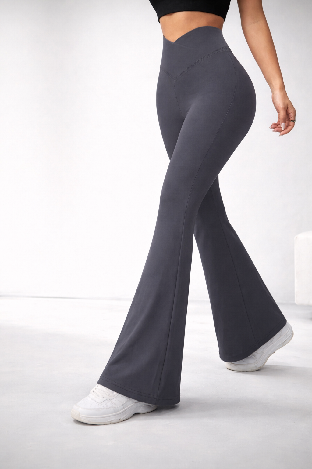 Women’s Criss-Cross Waist Flare Pants – Sculpting All-Season Activewear - UltraChic