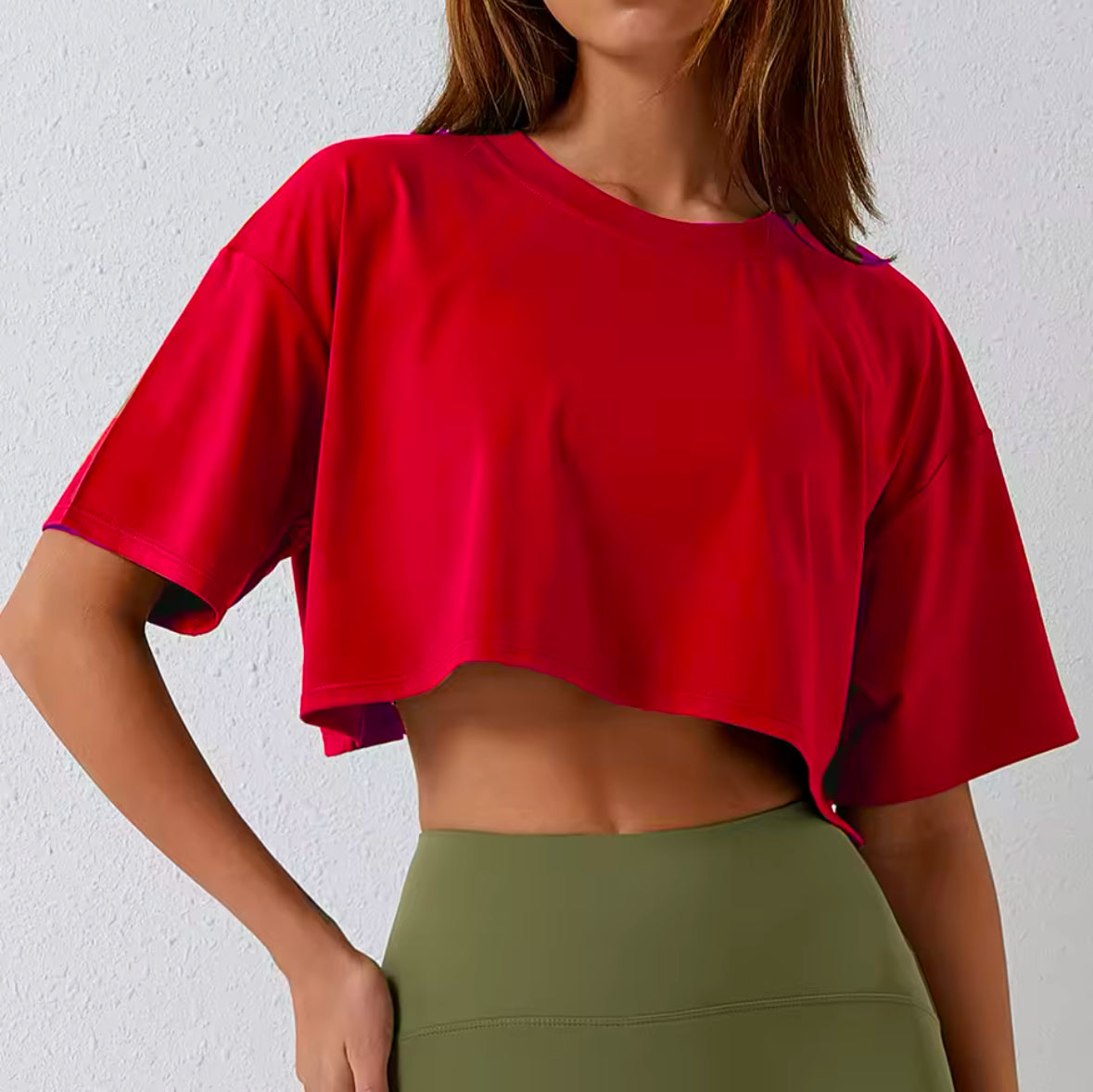 Women’s Cotton Short Sleeve Crop Top – Perfect for Running, Yoga & Gym Workouts with Comfortable Loose Fit