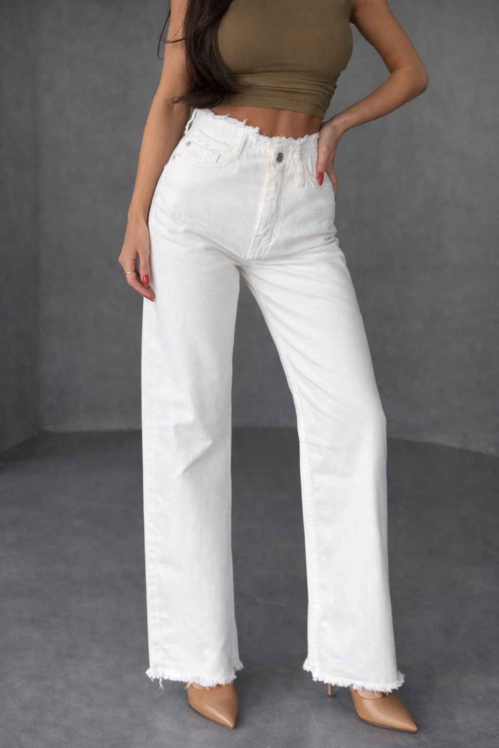 Women’s Raw Hem Wide Leg Jeans – 100% Cotton Summer Casual Denim - UltraChic