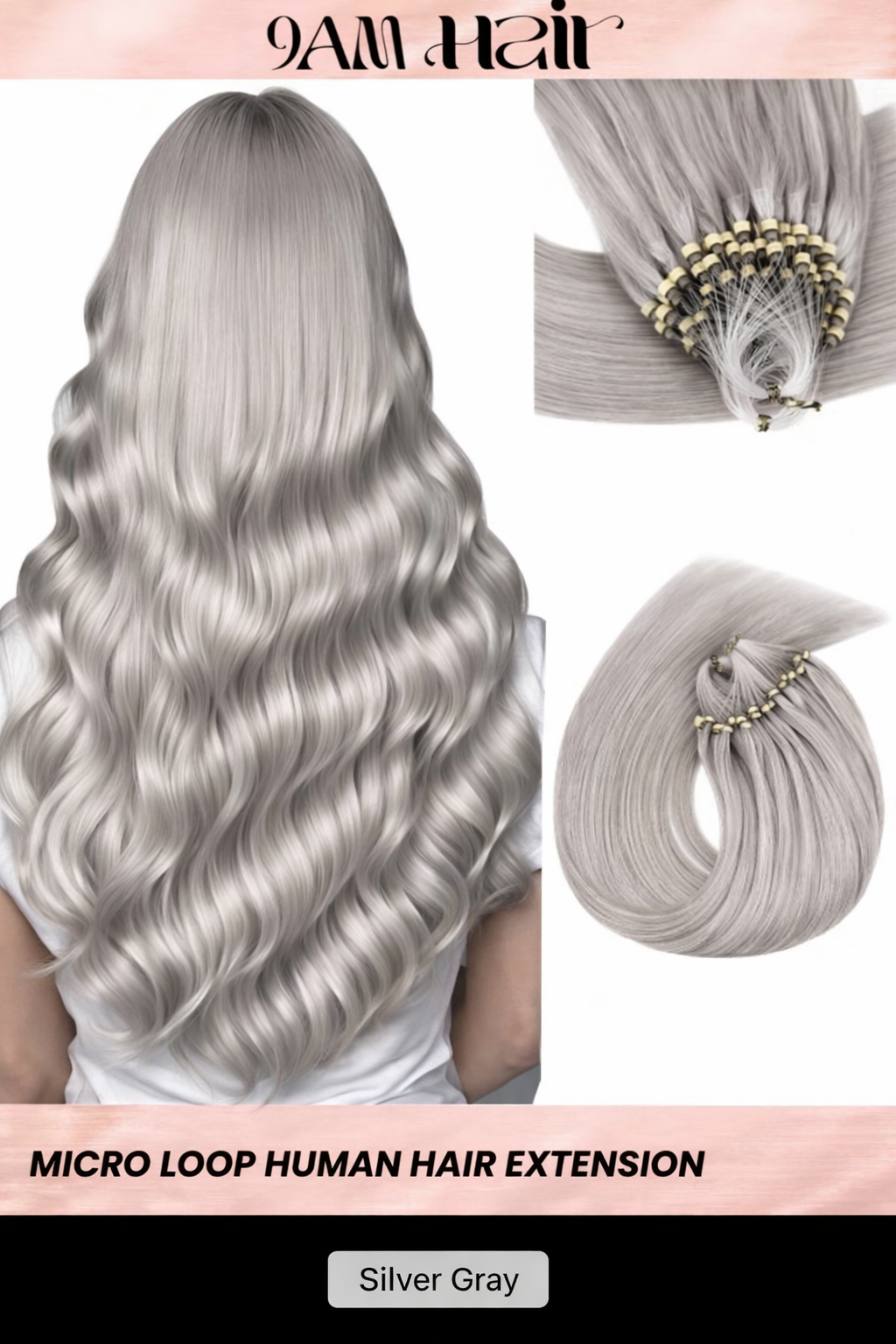 Human Hair Microlink Extensions 50 Strands – Silky Straight Micro Loop Light Brown Hair Extensions for Women
