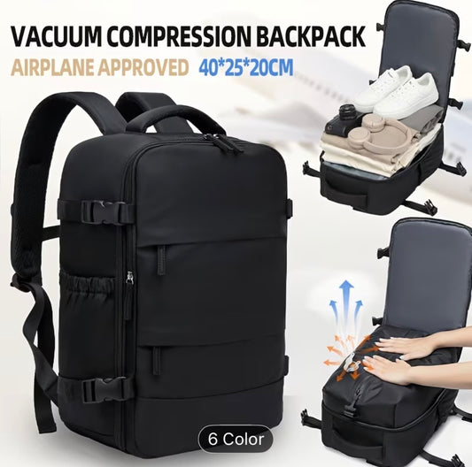Travel Vacuum Compression Backpack with Pump – Double-Shoulder Luggage for Men & Women, Ideal for Business Trips, School, and Travel Outings