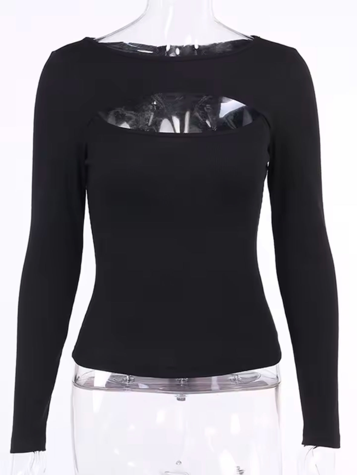 Autumn Women’s Hollow Out Long Sleeve T-Shirt – Slim Fit Knitted Top, Chic O-Neck Casual Fall Fashion Tee