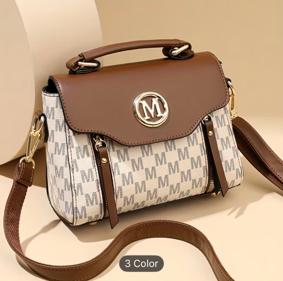 Elegant Small Ladies’ Handbag with “M” Logo – Zipper Closure, Removable Adjustable Shoulder Strap, Daily & Gift Bag - UltraChic