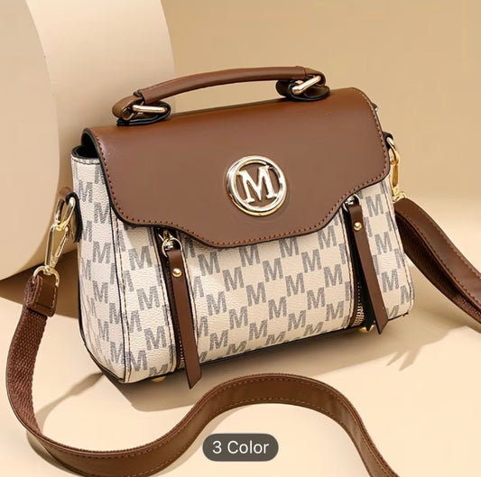 Elegant Small Ladies’ Handbag with “M” Logo – Zipper Closure, Removable Adjustable Shoulder Strap, Daily & Gift Bag - UltraChic