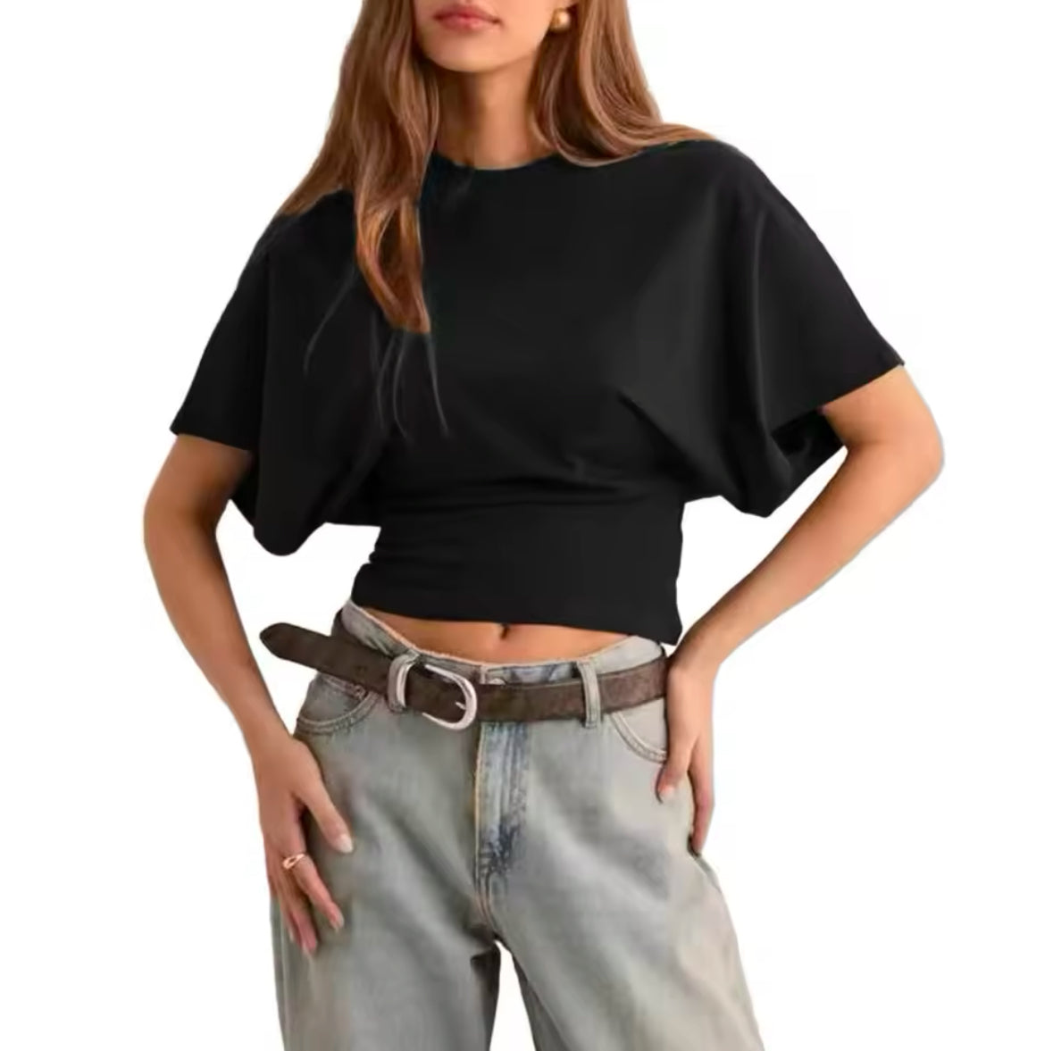 MISSGUIDED Street Fitted Waist Dolman Sleeves Top – Stylish and Comfortable Loose-Fit Look