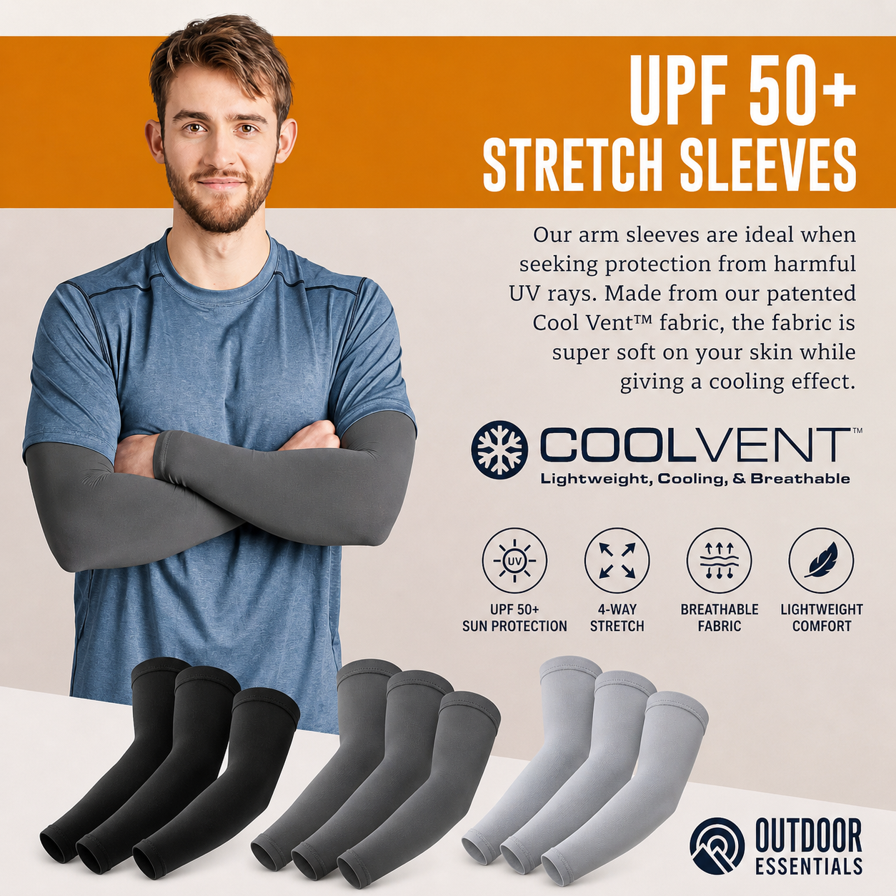 Arm Sleeves UPF 50 Cooling Protection Stay Fresh All Day Summer Unisex Outdoor Essentials CoolVent - UltraChic
