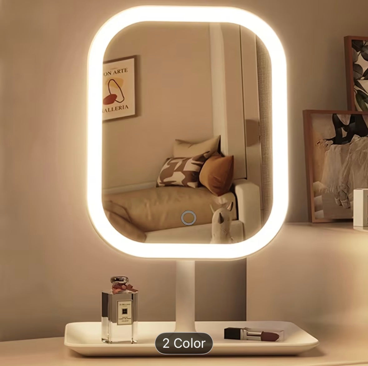 LED Makeup Mirror, Rechargeable Desktop Vanity Mirror with Lights, 3 Light Modes, Touch Control, Adjustable Brightness, Portable Lighted Beauty Mirror, Travel Vanity Cosmetic Mirror with Lights - UltraChic