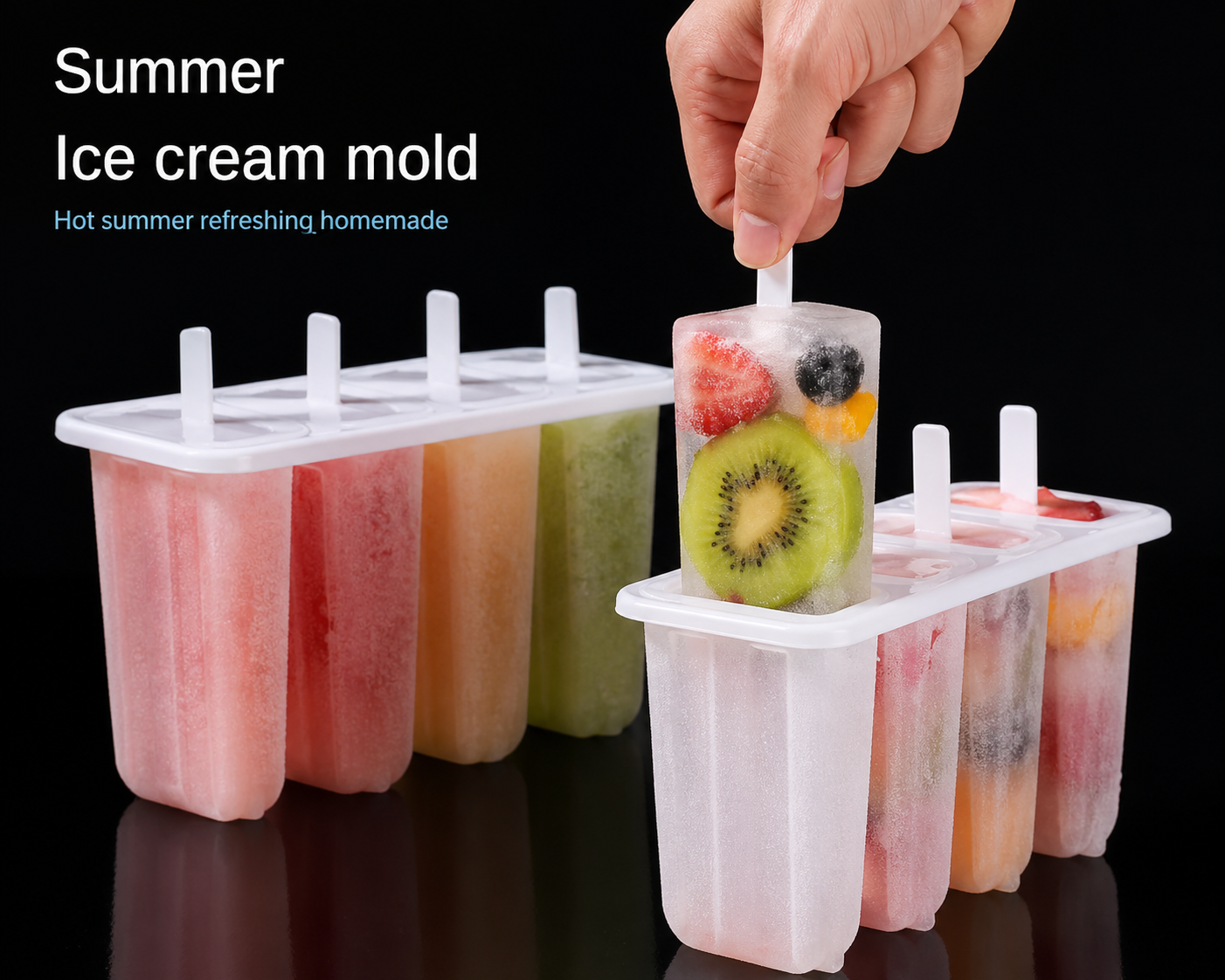 Popsicle Mold Set with Lid Reusable Easy Release Perfect Homemade Ice Cream Summer Family Kitchen - UltraChic