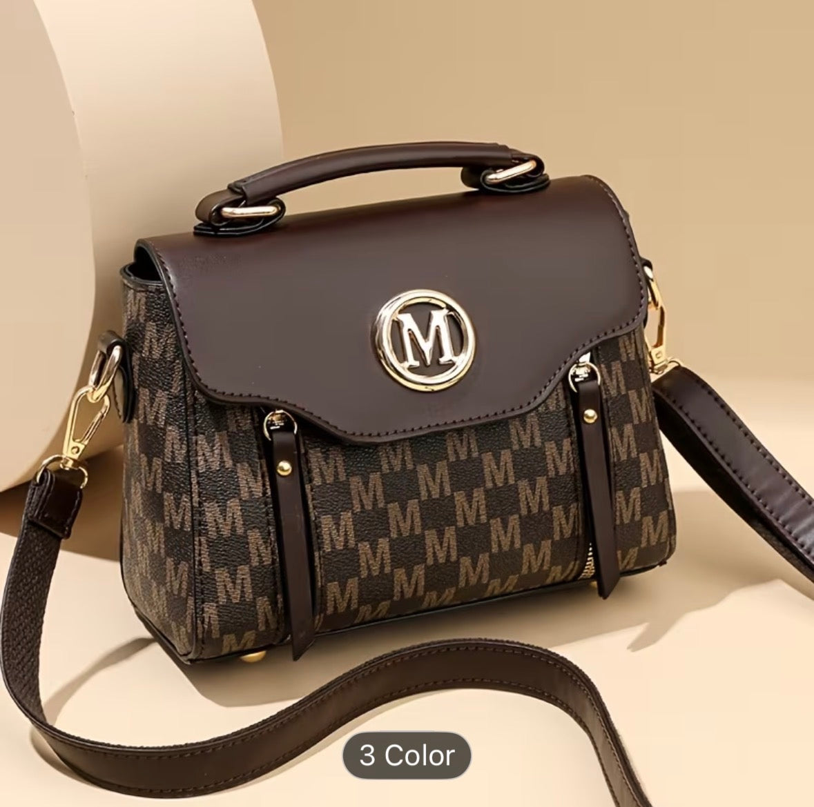 Elegant Small Ladies’ Handbag with “M” Logo – Zipper Closure, Removable Adjustable Shoulder Strap, Daily & Gift Bag - UltraChic