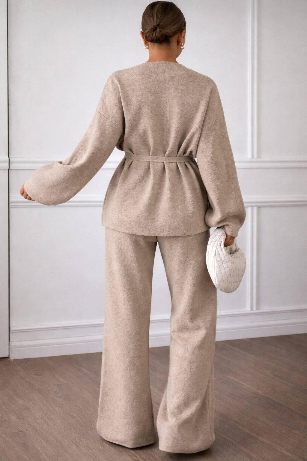 Women’s V-Neck Belted Knit Two-Piece Set – Elegant Autumn Casual Outfit - UltraChic