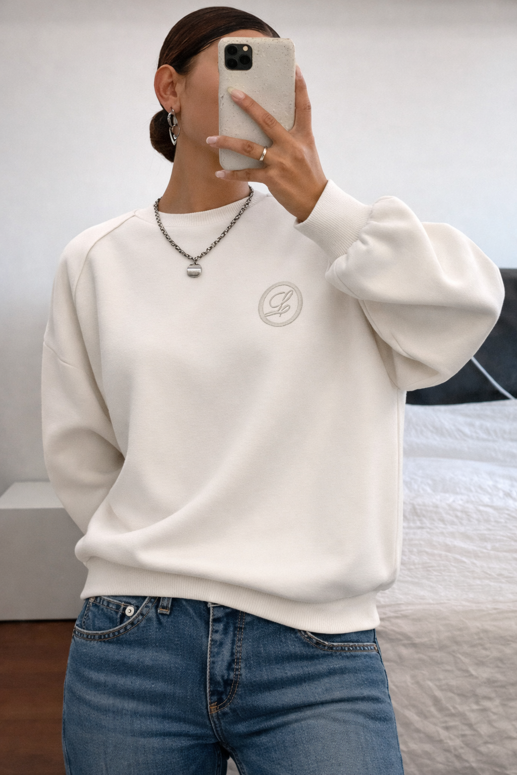 Women’s Graphic Embroidery Sweatshirt – Loose Fit Fall Casual Top
