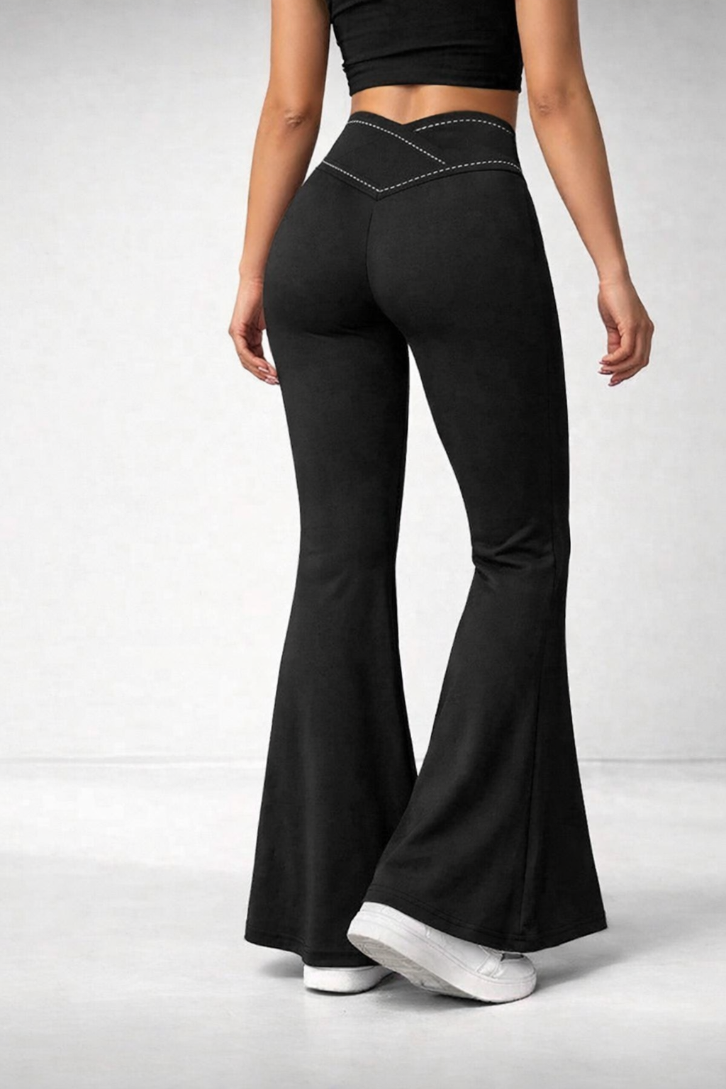 Women’s Criss-Cross Waist Flare Pants – Sculpting All-Season Activewear - UltraChic