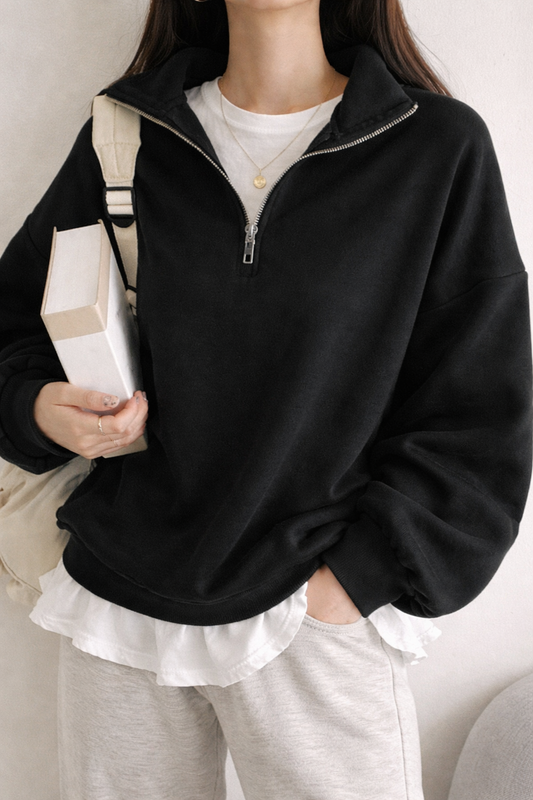 Oversized Half Zip Sweatshirt – Relaxed Fall Streetwear Essential