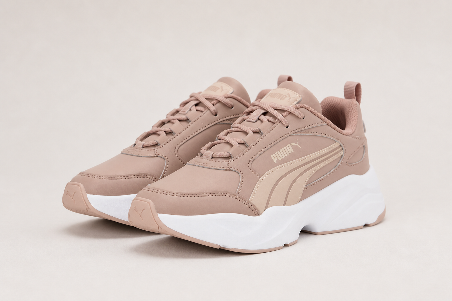PUMA Cassia 2.0 Women’s Chunky Sneakers – Stylish Platform Shoes in Sandstone Rose Latte White - UltraChic