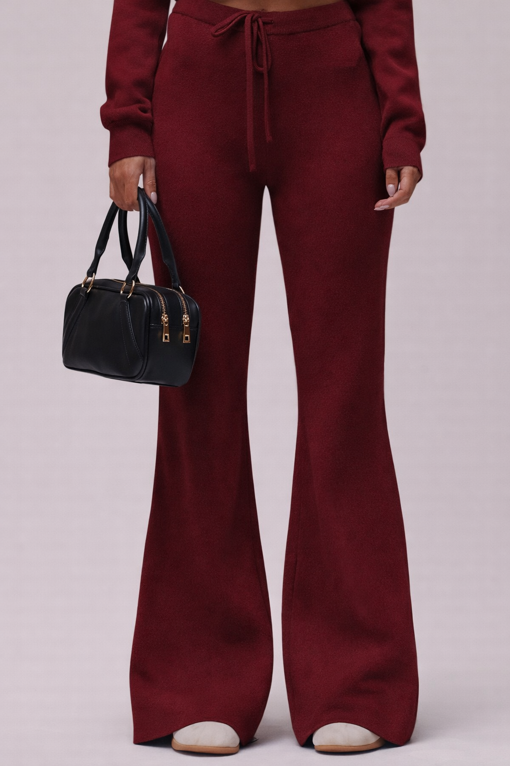 Women’s Knitted Wide Leg Drawstring Pants – Old Money Fall Casual Elegance - UltraChic