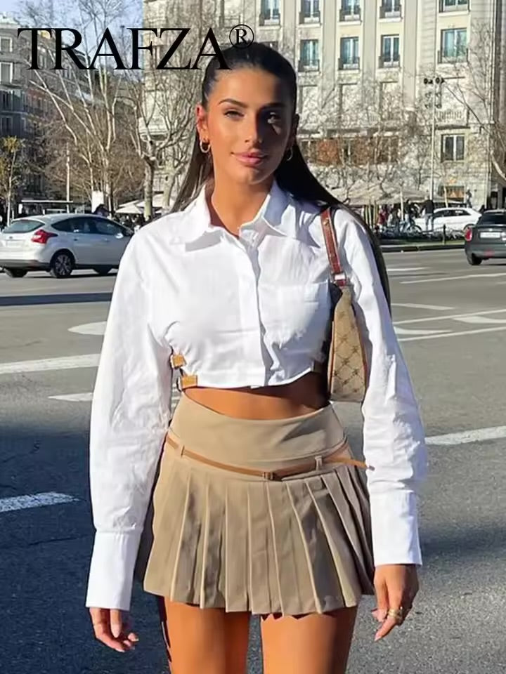 INDEFEIR Summer Pleated Mid-Length Skirt – Solid Color, Side Zipper Chic