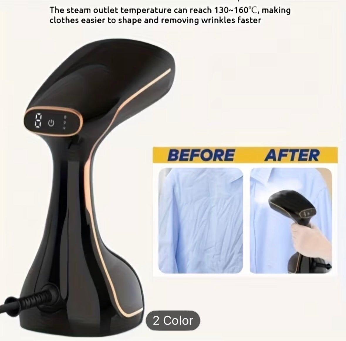 2026 Handheld Garment Steamer with LED Display – 9-Second Fast Heat, Touch Control, 3 Steam Levels, Portable Wrinkle Remover for Home & Travel (EU Plug) - UltraChic