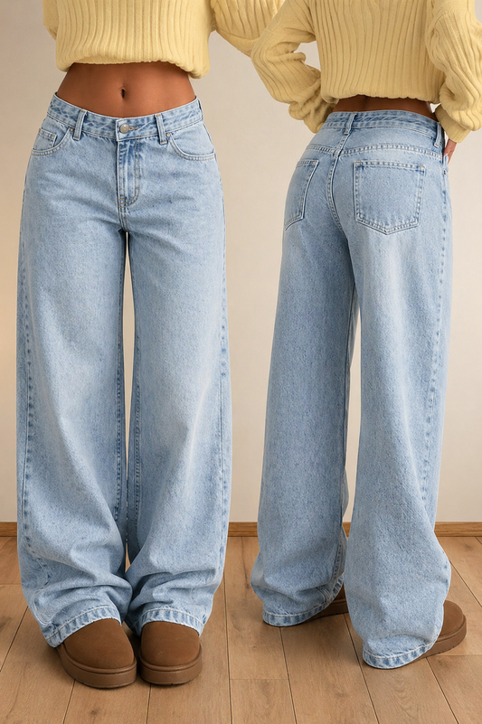 Low Waist Straight Leg Jeans Light Wash Effortless Slim Look Spring Summer Women