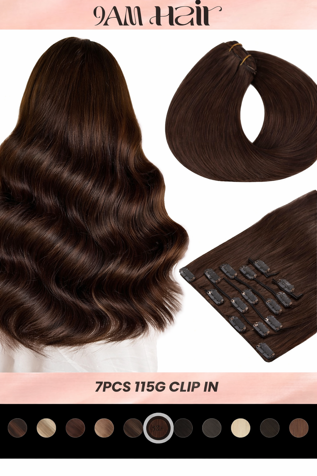 Clip In Human Hair Extensions 7PCS Remy – Double Weft Invisible Natural Hair Extensions for Women