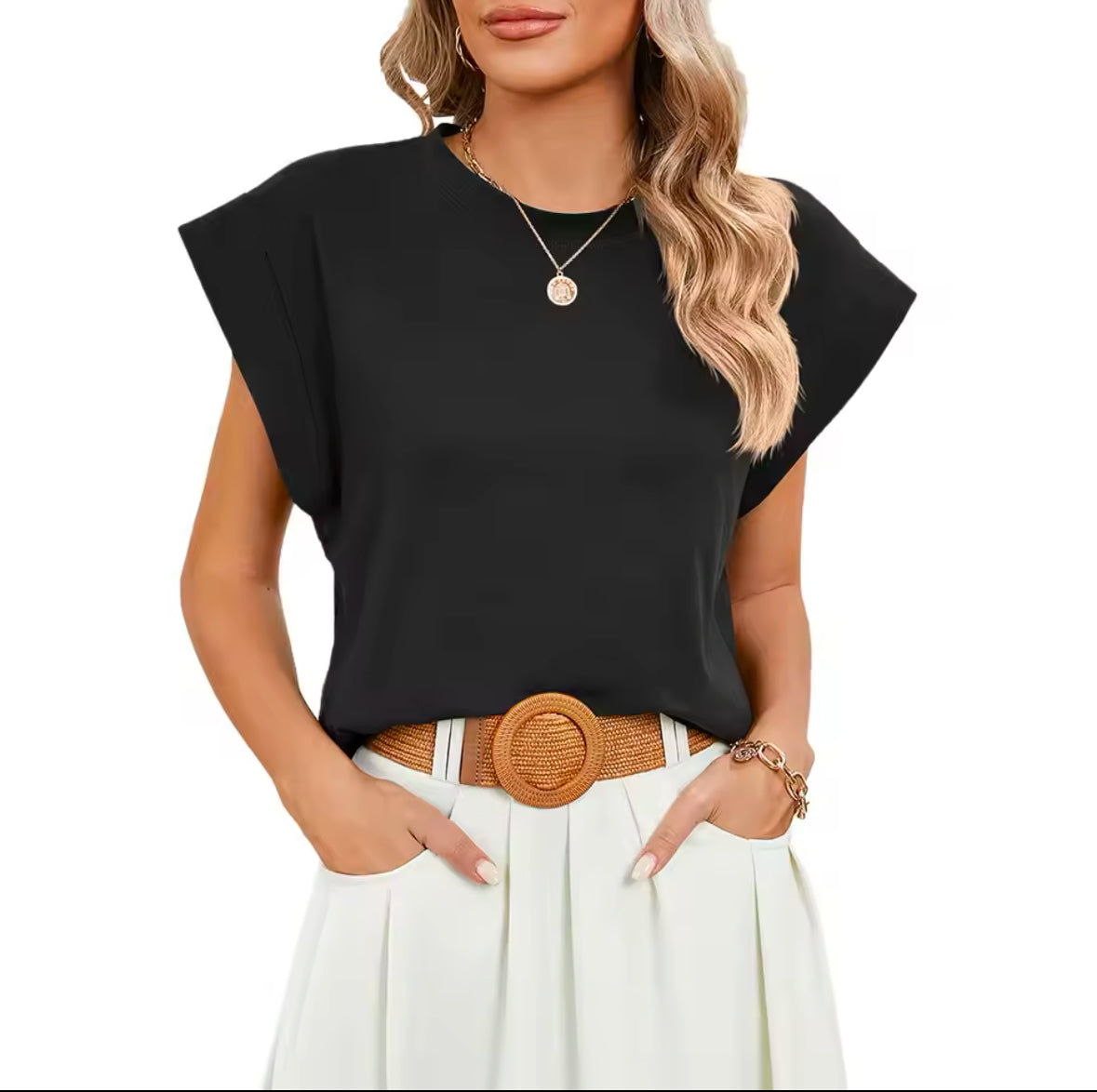 Luneh Batwing Sleeve Tee – Comfy Chic Round Neck Top for Everyday Style